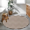 thumbnail image 3 of Round Rugs 3Ft, Brown White Round Area Rug Washable Indoor Throw Carpet, Modern Abstract Waves Water Ripple Striped Small Non Slip Circle Rug for Bedroom Living Room Home Decor Aesthetic, 3 of 8