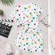 thumbnail image 5 of Vestido de Verano con Mangas Niños de Dos Piezas Conjunto de Verano Lindo Mangas Cortas Y Pantalones Cortos para Dormir, Ocio Diario, 5 of 8