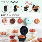 Mini Cake Maker and Lava Cake Maker,Mini Donut Maker Waffle Maker Pancakes Maker Machine for Breakfast, Snacks, Spice Cake, Desserts Non-Stick Surface, Cake Machine, Double-sided Heating (Mint Green)