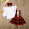 thumbnail image 7 of Toddler Kid Girls Christmas Clothing Set Lace Ruffles Tops+Plaid Skirts Red Dress Xmas Kid Costumes, 7 of 7