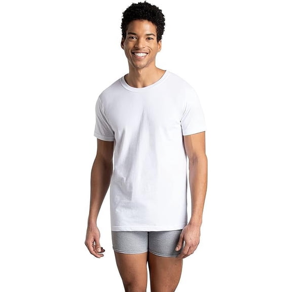 Fruit of the Loom Men's 60% Cotton, 40% Polyester Moisture Wicking Cool and Dry Comfort Crafted Comfort Undershirts, 9 Pack-White, XX-Large 50-52 IN