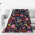 thumbnail image 4 of Salouo Dancing Skeletons Floral Garden Print Bed Blankets,Flannel Blanket Comfortable Air Conditioning Blanket Lightweight Blanket for Sofa Bed Travel & Couch -80"x60", 4 of 8