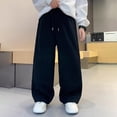 thumbnail image 6 of Xudanell Boys Baggy Sweatpants Straight Leg Open Bottom Casual Sweat Pants Elastic Waist Joggers Pants with Pockets Fall Winter (5-6 Years, Black), 6 of 9