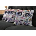 thumbnail image 5 of Ambesonne Sugar Skull Throw Pillow Cover 4 Pack, Creepy Makeup Girl, 18", Multicolor, 5 of 5
