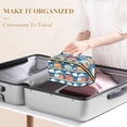 thumbnail image 3 of FORMRS Makeup Bag Travel Cosmetic Organizer for Women Fold Flat Zipper Pouch with Handle, Blue Cute Train Pattern, 3 of 8