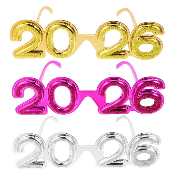 TABLZONE 2026 Graduation Photo Props Number Eyeglasses 3 Pieces Vibrant Colors Party Accessories
