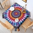 thumbnail image 2 of Colorful Rainbow Tie Dye Spiral Pattern Square Tablecloth,Waterproof Square Table Cover,Wipeable Spillproof Washable Table Cover for Home Kitchen Party Decor 42"X42"(107x107cm), 2 of 6