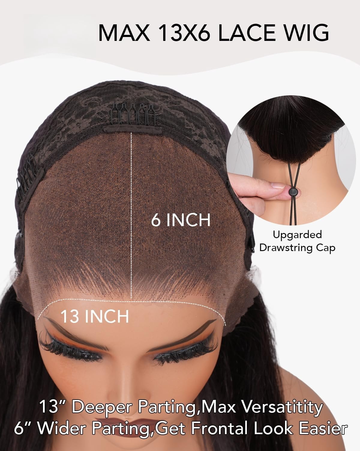 13x6 Wear and Go Glueless Wigs Human Hair Pre Plucked Pre Cut Upgrade Straight Invisible Drawstring Wig with Lace Tapes 200 Density  Frontal Human Hair Wigs for Women