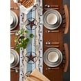 thumbnail image 2 of Country Star Blue Table Runner Cotton Linen 48 Inch Holiday Dresser Scarves, Farmhouse Western Texas Star Barn Tablerunner for Kitchen Coffee Dining Bedroom Living Room Dinner Scarf Décor 13''x48'', 2 of 9