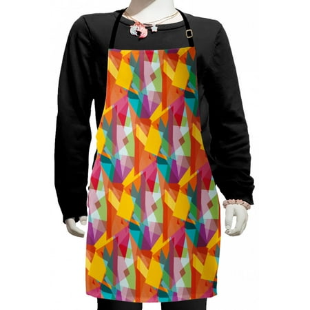 

Abstract Kids Apron Contemporary Design Colored Polygons Diamonds and Triangles Jumbled and Overlapped Boys Girls Apron Bib with Adjustable Ties for Cooking Baking Painting Multicolor by Ambesonne