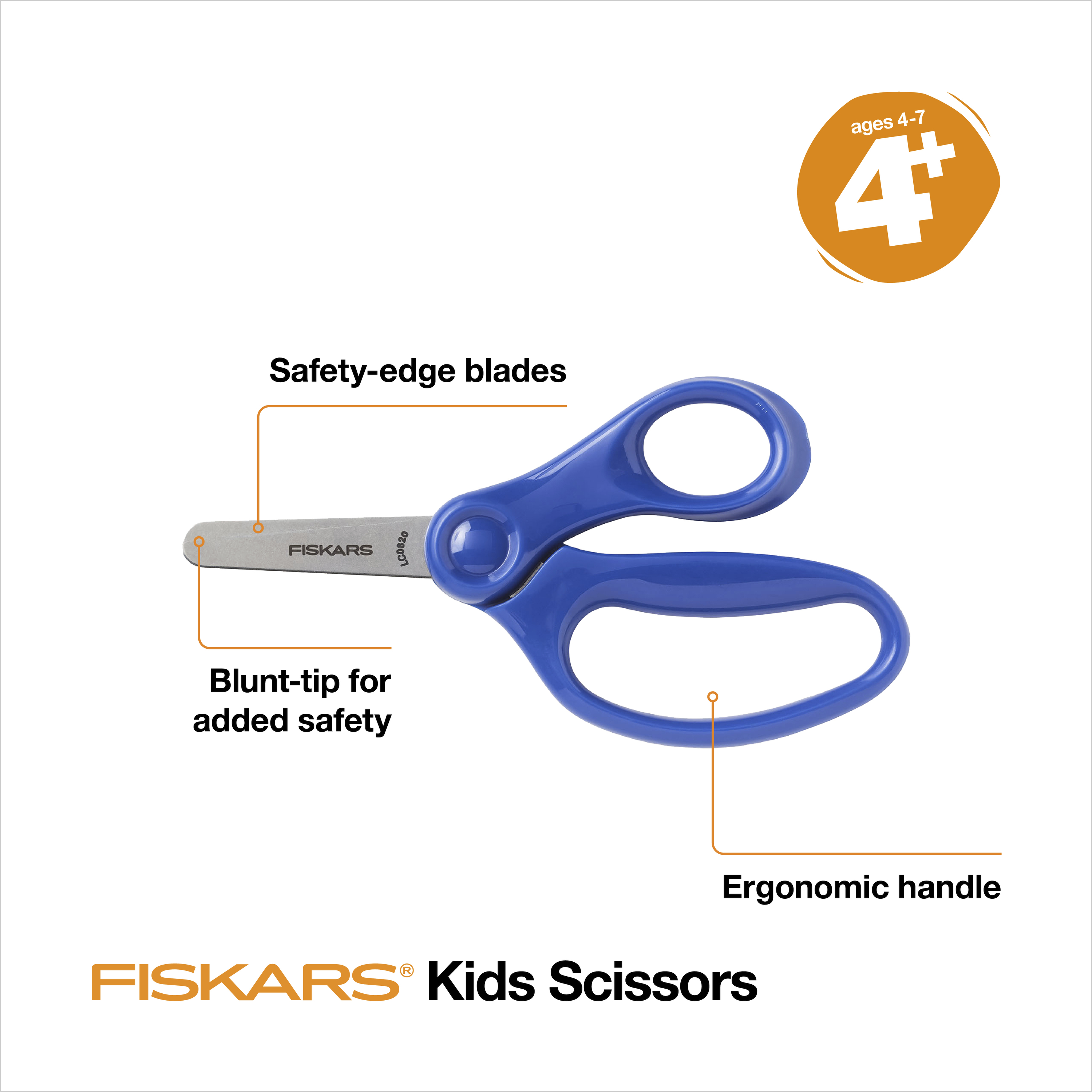 Tijeras para niños Fiskars de 5" con punta roma, edades 4-7, azul 5