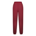 thumbnail image 4 of FAWUUDO Womens Striped Palazzo Pants Wide Leg High Waisted Lounge Pajama Pants Cute Casual Trousers with Pockets Burgundy, 4 of 6
