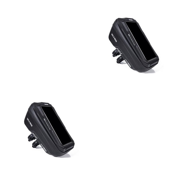 Eigraketly Bolsa para cuadro de bicicleta, bolsas para sillín de bicicletas para teléfono móvil, gran capacidad, frontal, portátil, bolsa de Negro 2piezas