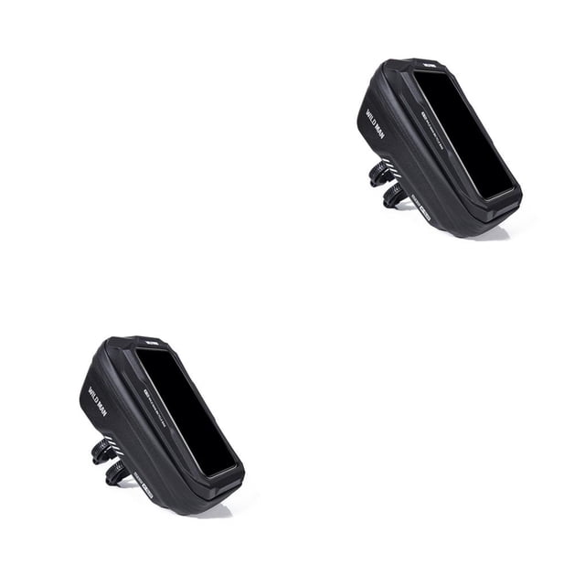 Eigraketly Bolsa para cuadro de bicicleta, bolsas para sillín de bicicletas para teléfono móvil, gran capacidad, frontal, portátil, bolsa de Negro 2piezas