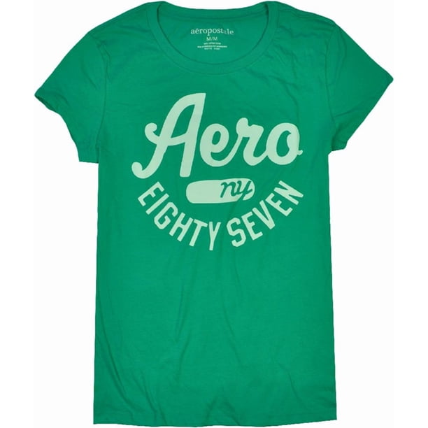 Aeropostale - Camiseta gráfica con estampado de pantalla Aero Ny para mujer, verde, talla mediana