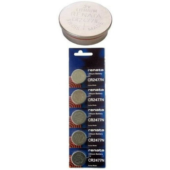Renata CR2477N 3 Volt, 950mAh, Lithium Coin Battery, On Tear Strip (Pack of 5)
