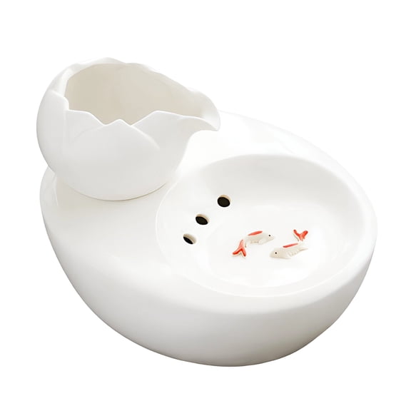 Lotus Ceramic Pet Water Fountain, 7.5 x 2.95 x 5.5 inch Automatic Dispenser, Quiet Waterfall Flow, Pet Drinking Bowl, Filtered for Cats and Small Pets
