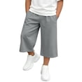 thumbnail image 6 of ZACPNCV Boys Girls Capri Sweatpants Elastic Waist Drawstring Lounge Capris Wide Leg Cropped Pants with Pockets Workout Joggers 9-10Years Gray, 6 of 9