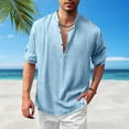 thumbnail image 2 of Zylarhe Men T Shirts Mens Casual Fashion Comfortable Stand Up Long Sleeve Beach Shirt Casual Shirt, 2 of 5