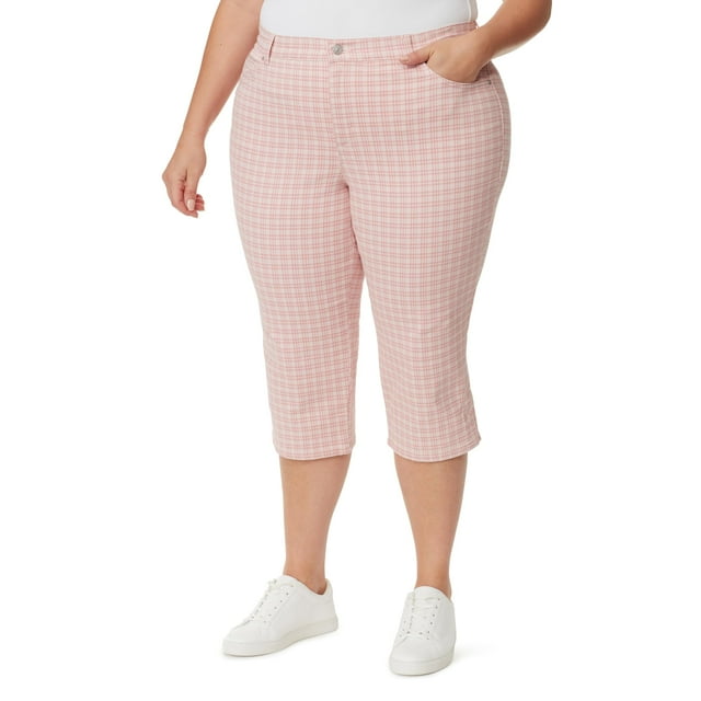 Pantalones Gloria Vanderbilt Amanda Capri Jean Rosa Rosado a Cuadros Talla 16L