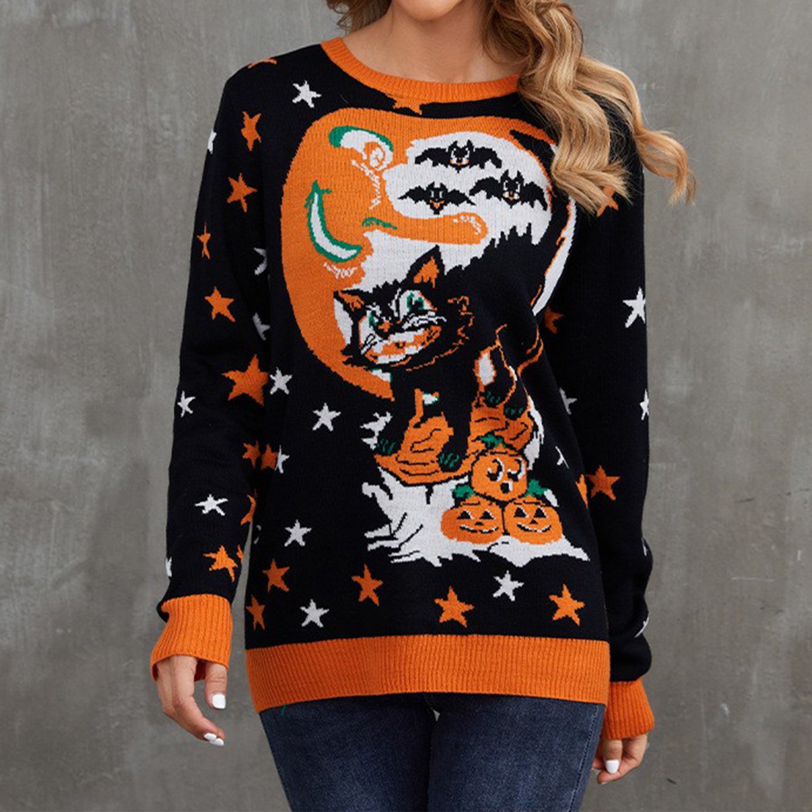 Peggybuy Women Halloween Cat Sweater Casual Style Crew Neck Loose Fit  Simple Daily Outfit | Walmart Canada