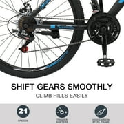 UBesGoo 26 Lightweight Explorer Mountain Bike, 21-Speed for Men and Women Disc Brakes & Suspension, Blue/Black