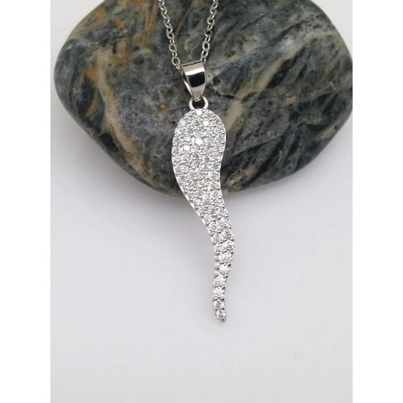Sparkle Jewels 14K White Gold Over 1.00CT Round Cut CZ 'Italian Horn' Pendant