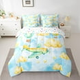 thumbnail image 2 of Homewish Cartoon Helicopter Print Twin Bedding Sets 7-Piece, Dreamy Gold Colud Bedding Comforter Set, Teens Kids Boys Girls Reversible Sheet Sets, Lightweight Room Decor, 2 of 7