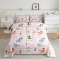 thumbnail image 3 of Feelyou Dreamy Cute Dragon Bedding Comforter Set for Kids, Tree Plant Botanical Twin Comforter Sets, Pink Cartoon Dinosaur Reversible Bedding Set, Breathable Home Decor, 2-Piece, 3 of 9