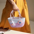 thumbnail image 1 of Stylish Easter Bunny Rope Woven Tote Bag Gift Basket For Women, 1 of 5