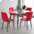 thumbnail image 2 of Set of 4 Velvet Dining Chairs, 16.9 Inch Width Modern Upholstered Side Chair with Black Metal Legs and High Backrest Design for Living Room, Kitchen and Dinning room, Red, 2 of 9
