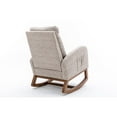 thumbnail image 6 of Modern Rocking Chair Upholstered Tall Back with Wooden Frame for Guest Room, Mid-Century Nursery Rocking Armchair Accent Glider Rocker with Side Pocket for Living Room (Leopard Gray), 6 of 8
