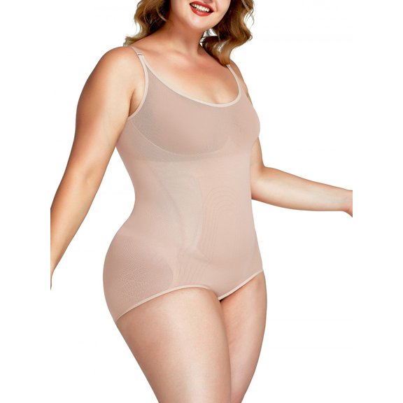 Women's Body Shaper Tummy Control Cami Bodysuit Seamless Slimming Shapewear Push Up Slimming Corset (MT200139-3XL/4XL) NUDE