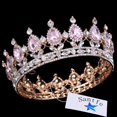 thumbnail image 2 of 2" Height Gold Plated Crystal Rhinestone Teardrop Tiara Princess Prom Wedding Bridal Full Crown Hair Jewelry, 2 of 6