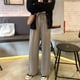 thumbnail image 5 of Qarigey Pantalones Mujer Pantalón Largo Pierna Ancha Pantalón Casual Mujer Cintura Alta Prendas para la parte inferior del cuerpo Albaricoque XXL, 5 of 7