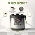 thumbnail image 3 of MOOSUM 20 Cup Cooked (10 cup uncooked) Rice Cooker with 8 Functions, Healthy Cooking Ceramic Coating Pot, Removable Inner Coverwith Steamer, Silver, 3 of 6