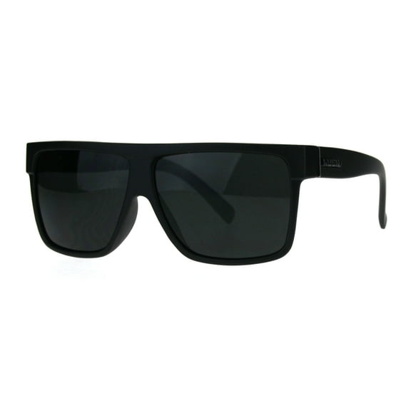 Kush Pot Logo Large Squared Flat Top Mobster All Black Gangster Sunglasses Matte Black