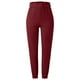 thumbnail image 5 of Pantalones casuales de cintura media para mujer - Estampado de cuadros con ribete de encaje floral - Poliéster elástico y transpirable para el día a día y el descanso, 5 of 5