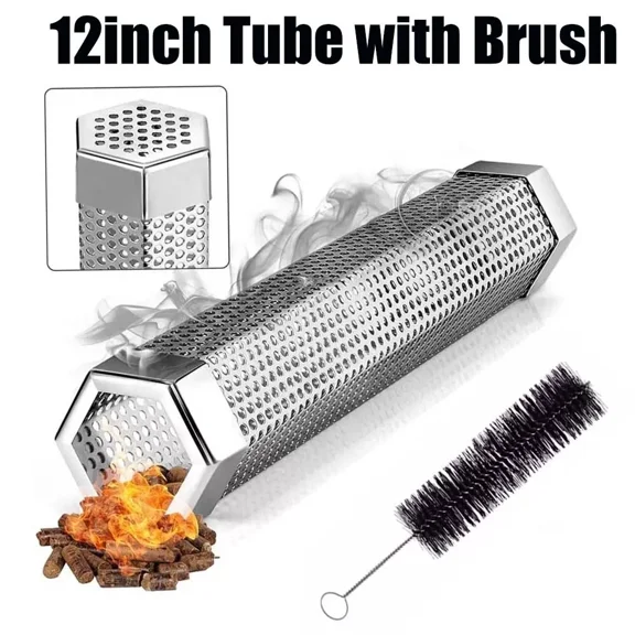 Stainless Steel Bbq Grill Smoker Box Tube For Wood Pellet Pipe Smoking Meat Usa