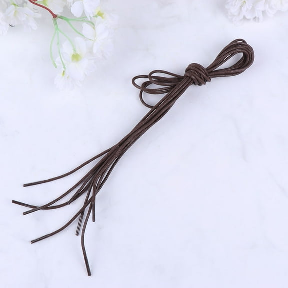 OFFIGAM 10Pairs Thin Round Shoe Laces Light Grey Waxed Cotton with Water Resistant Coating for Dress Shoes
