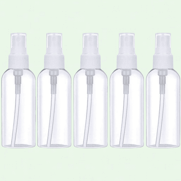 5 Pack 100ml / 3.4 oz. Spray Bottles, Fine Mist Sprayer, Travel Size, Clear Plastic, for Makeup and Cosmetics