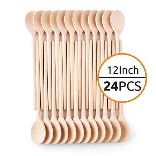 12 Inch Wooden Kitchen Spoons Baking Mixing Serving Craft Utensils