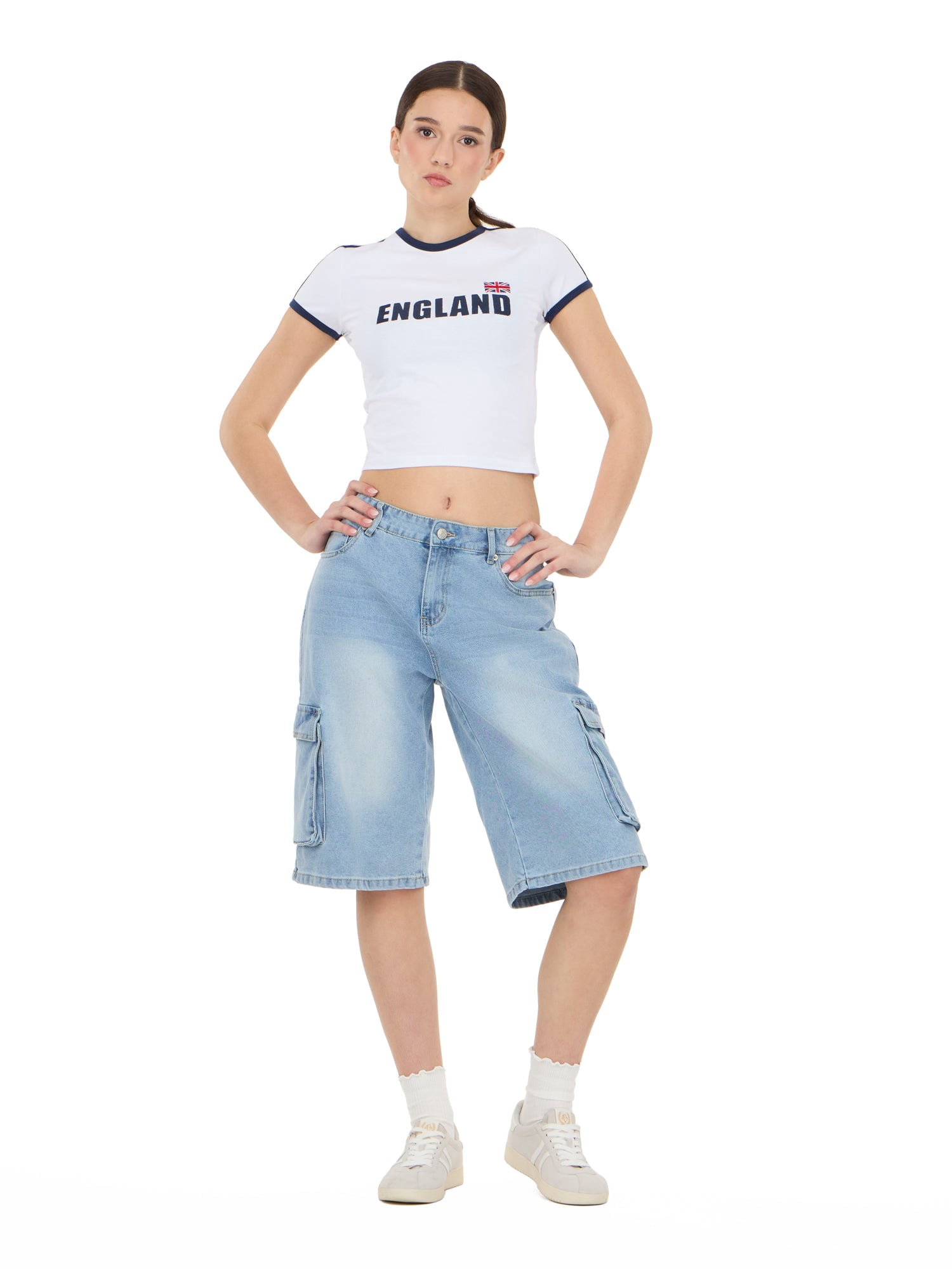 Forever 21 Women's Short Sleeve England Soccer Ringer Tee Shirt, Sizes XXS-XXL