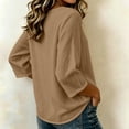 thumbnail image 6 of yoeyez Womens 3/4 Sleeve Length Tops Cotton Gauze V Neck Tshirts Casual Loose Fit Classic Tunic Tee Fall Fashion 2026 Going Out Top Coffee,XL, 6 of 6
