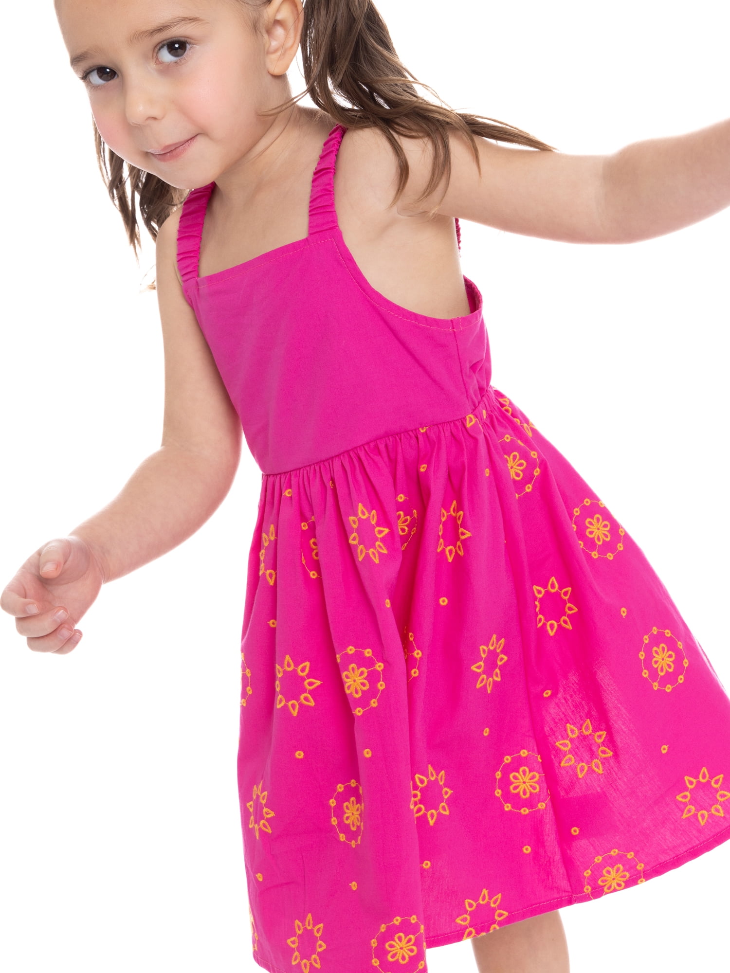 Wonder Nation Toddler Girls Cotton Sleeveless Floral Embroidered Dress, Sizes 12M-5T