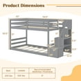 thumbnail image 3 of Costway Twin Over Twin Low Bunk Bed Solid Wood Floor Bunk Bed Frame with Storage Stairs Gray, 3 of 10