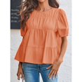 thumbnail image 2 of Summer Women Puffed Sleeve Tunic with A Waistband Casual T Shirt Loose Shirt, 2 of 5