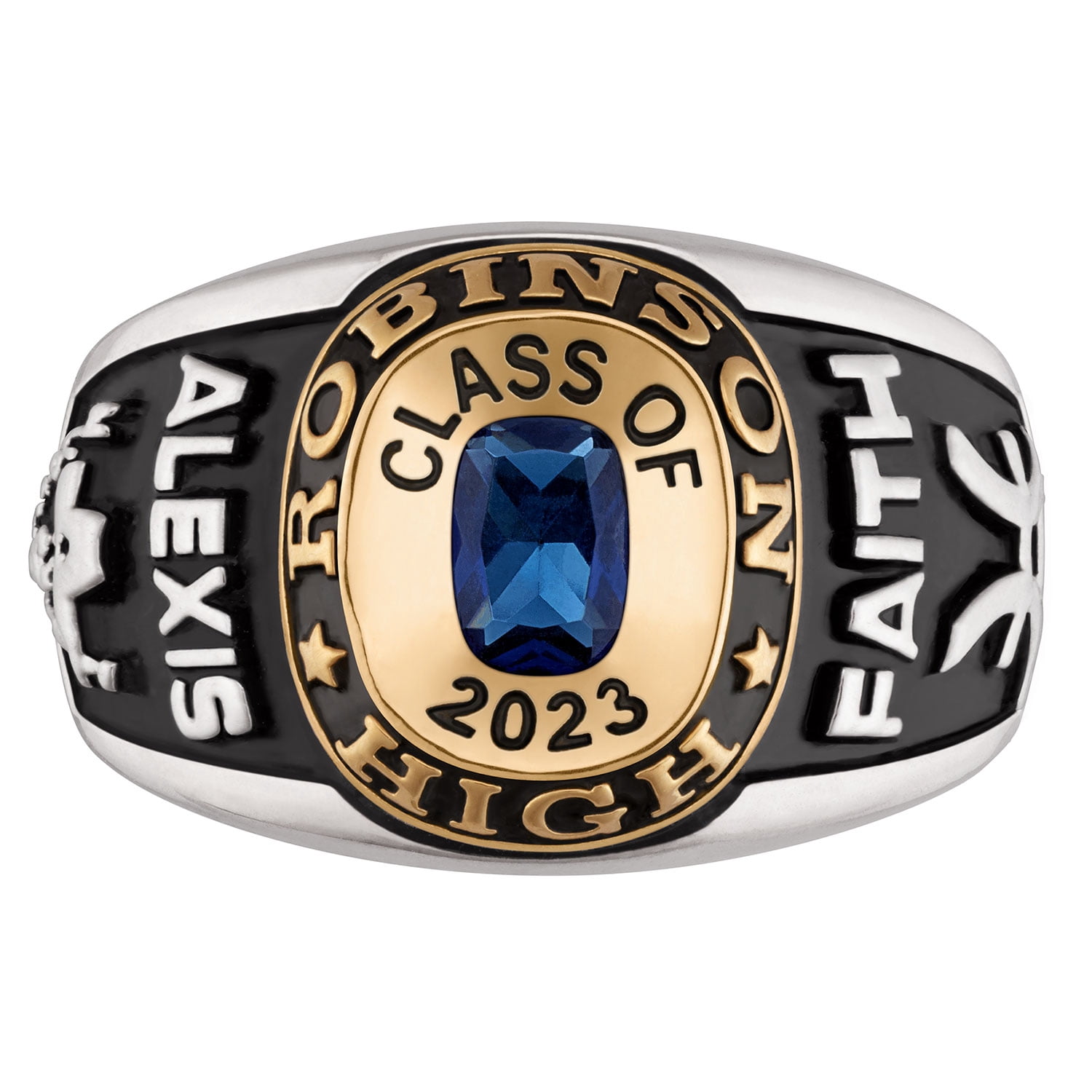 Order Now for 2025 Graduation, Freestyle Women's & Silver Double Row Class Ring Sterling Silver, Personalized, High School or College Graduation