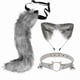 thumbnail image 1 of Conjunto de orejas y cola de gato y zorro, disfraz de animal para cosplay, ideal para cumpleaños y Halloween. Gris, 1 of 9
