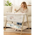 thumbnail image 7 of suihuooo Baby Bedside Bassinet Sleeper with Mattress, Storage Basket and 4 Auto-Lock Wheels, Full-Mesh Sides, Mini Crib for Babies Newborn,Beige, 7 of 7